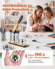 58mm Button Maker Machine Metal Pin Press Kit w 100 Parts  Cutter