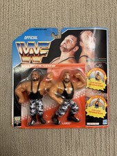 1991 WWF Hasbro Bushwhackers Luke & Butch On Card Spanish Card MB Espana Variant