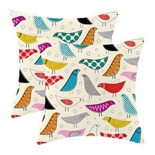 Colorful Bird Pillow Covers 20x20 Inch Set of 2, Abstract Art Outdoor Decorat...