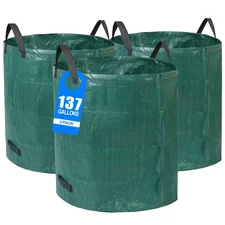 3 Pack 137 Gallons Reusable Yard Waste Bags with Double Bottom Extra Large Le.