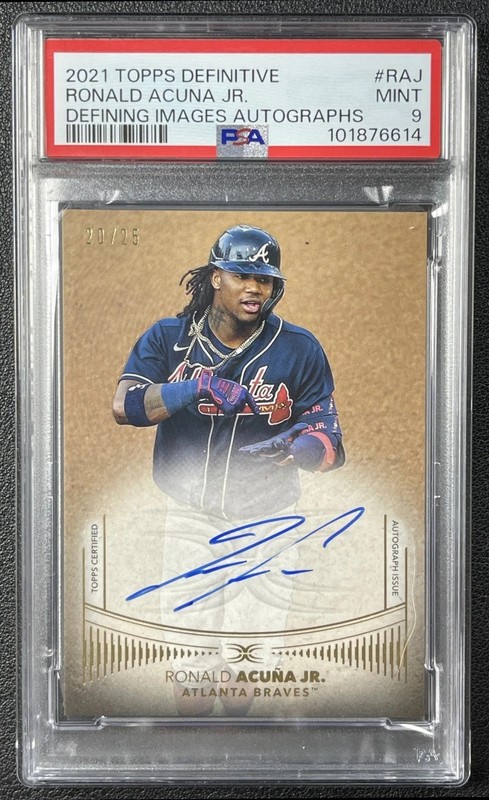RONALD ACUNA JR. PSA 9 2021 TOPPS DEFINITIVE #DIA-RAJ DEFINING IMAGES AUTO 20/25