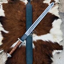 Handmade Viking Sword with Leather Sheath, Custom Norse Medieval Long sword.