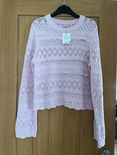 BNWT Tu@ Sainsburys Pale Pink Scallop Stitch Pointelle Jumper Size Medium