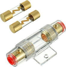 4-8 Gauge AWG In-Line Fuse Holder with 50A AGU Fuses for Car Audio, Alarm, Ampli