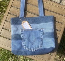 Denim Tote Purse Bag Upcycled Handmade