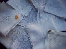 Lot of 10 white on white embroidery hankies handkerchiefs A10