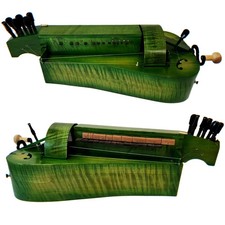 Green Hurdy gurdy, Flames Maple, Green 6 strings 24 keys Hurdy Gurdy, hand organ