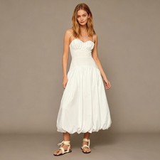 NWOT Farm Rio White Bubble Midi Dress Size S 100% Cotton