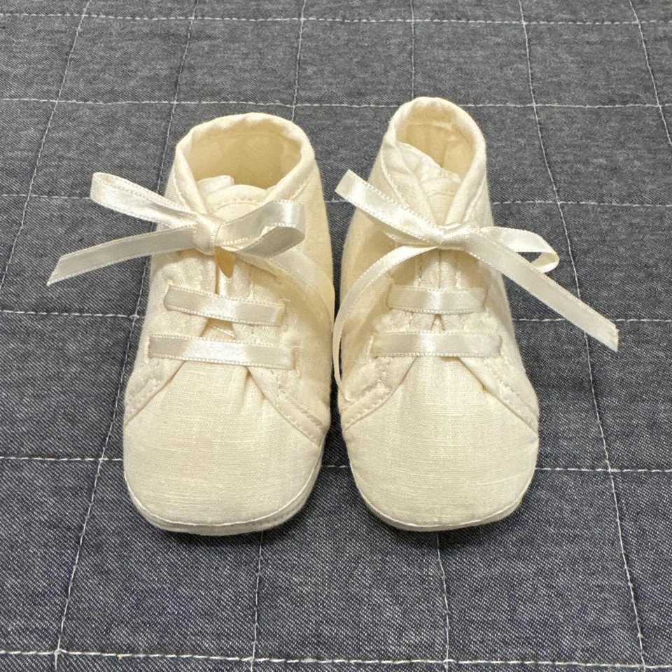 HERMES baby first shoes beige color cotton size 2 with box bag made in France - Image 2 of 4