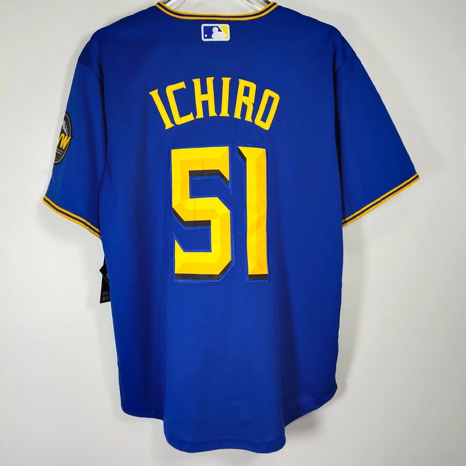 Camiseta de béisbol Ichiro Suzuki #51, bordada, azul Foto 2 de 4