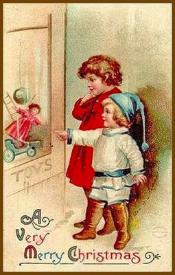 Christmas ~ Children Admiring Toys ~Clapsaddle ~ Postcard COPY #10889