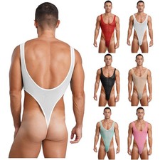 Mens Leotard Gym Jumpsuit Rave Nightwear Bar Bodysuit Sport Clubwear Swimsuit