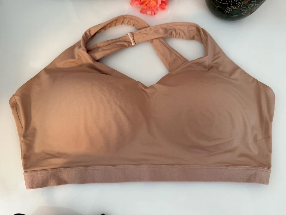 Warners All You Need Bra XL Beige Wireless Wide Crossed Back Lined RM1041A Read - Image 4 of 4