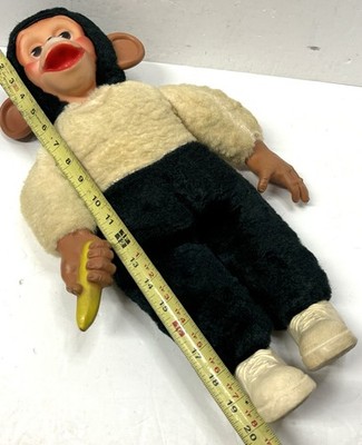 Vintage Mr Bim Zip Zippy Plush Monkey Chimp Rubber Face Ears Hands