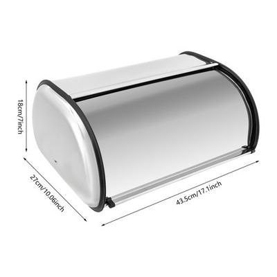 Stainless Steel Bread Box Storage Bin Kitchen Cake Food Container Bread Holder