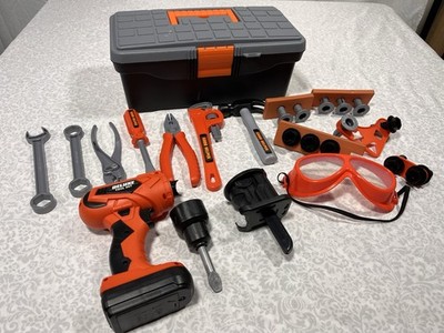 Lot Of Kids Tools Set Tool Box Good Helper Hammer Drill Saw Wrench Nails Screws