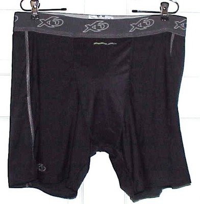 A NEW, MEN'S, XO BRAND, BLACK SPANDEX, HOCKEY CUP SHORTS, WITH CUP, SIZE 42''-48''