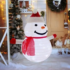 Christmas Snowman Decorations，23” Light Up Christmas Snowman with LED Cool Wh...