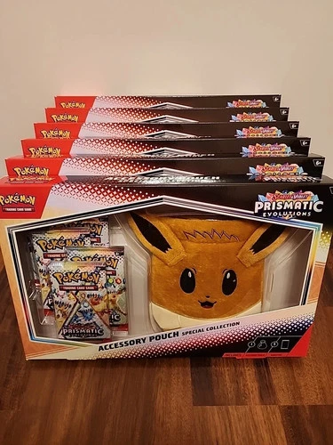 Pokemon Prismatic Evolutions Accessory Pouch Special Collection Lot Of 6 SEALED