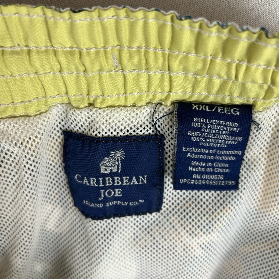 Caribbean Joe Swim Trunks Men's XXL All Over Print Hawaiian Drawstring Pockets - Image 3 of 4