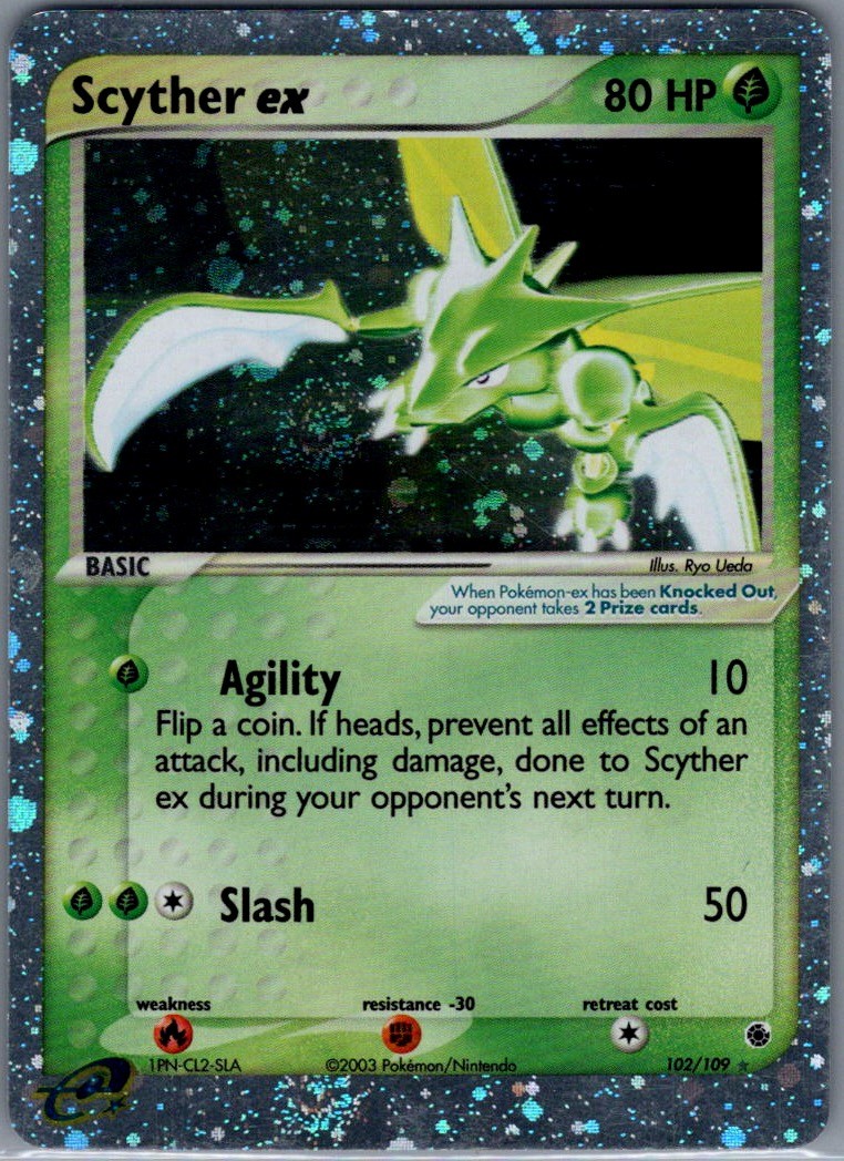 Scyther ex Ultra Rare Ruby and Sapphire 102/109 NM