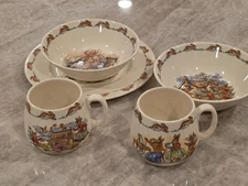 Royal Doulton Bunnykins 5-Piece Set 2 Mugs 2 Bowls & Plate Fine Bone China