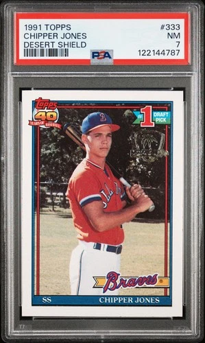 1991 Topps #333 Chipper Jones Rookie (RC) Desert Shield PSA 7 NM!!
