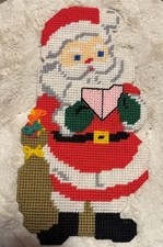 Vintage Needlepoint Christmas Santa Wall Hanging 13  x 7"