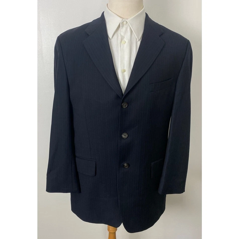 VTG Ralph Ralph Lauren pin-stripe 3-button wool cashmere 2-piece pleated suit 42 - Image 2 of 4