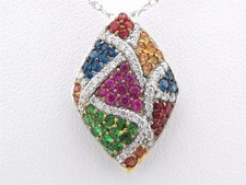 Le Vian 14K White Gold Pendant Necklace Jewelry for Her Multicolor Sapphire