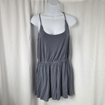 Mahina Romper Womens Small Gray Scoop Neck Spaghetti Strap Elastic Waist Jersey