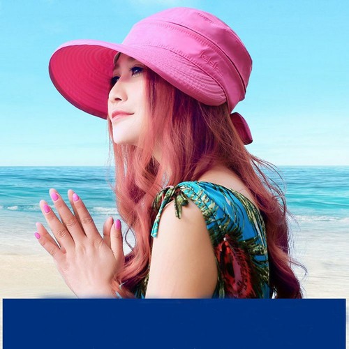 Cappello donna donna estivo tesa larga visiera pieghevole berretto esterno anti UV spiaggia sole - Foto 3 di 20
