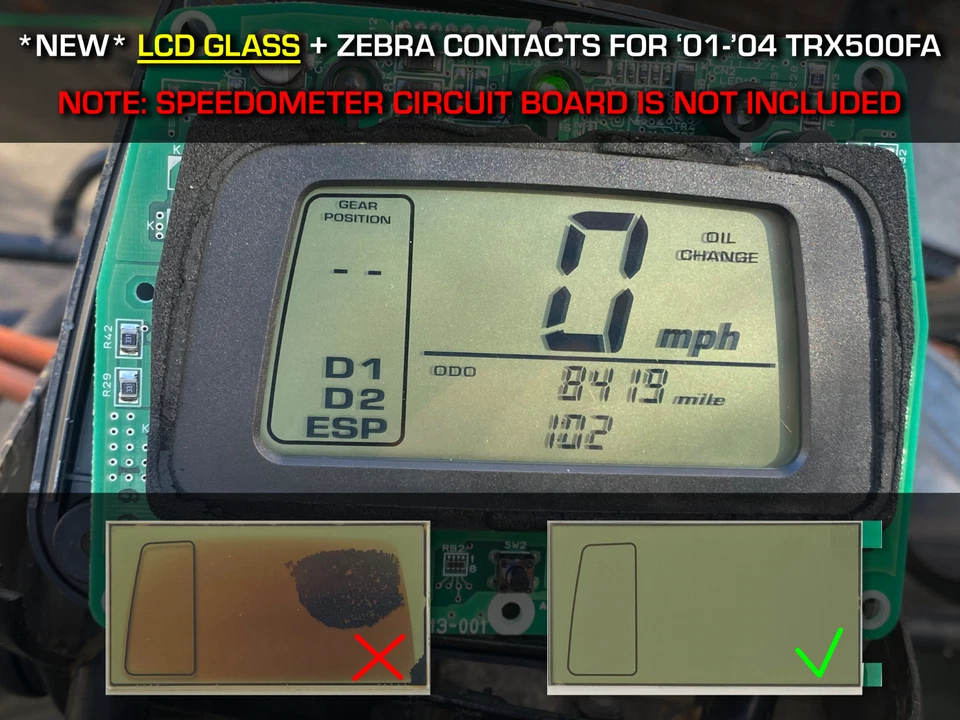 01-04 Honda TRX500 FA Foreman Rubicon Speedometer LCD Glass Display Module - Image 2 of 3