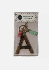 "A" Monogram Keychain With Pink Green Tassels By Modern Expressions. New