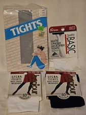 Vintage 4 Pairs Bonjour Lycra Simply Basic Matte Opaque Microfiber Tights Small 