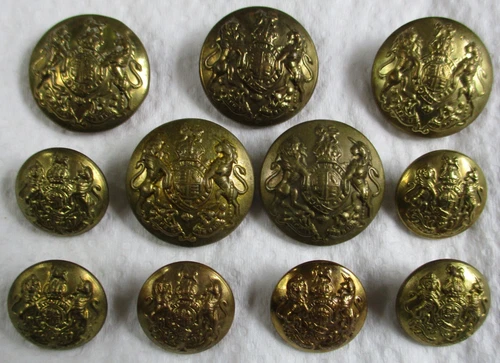 Set of 11x British Army:"GENERAL SERVICE BRASS BUTTONS" (WW1-WW2, Cheney Made)