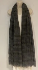 Zara SCARF Made In Italy Grey 80x26 Goth Witchy wrap cover Shawl Peasant Sheer