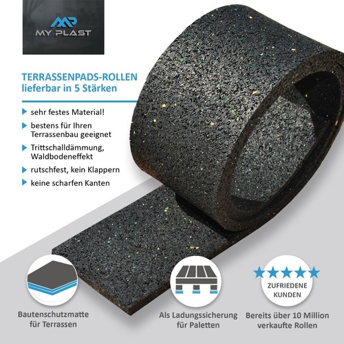 2 m, 5 m, 10 m x 80 mm - rulli in granuli di gomma strisce terrazze cuscinetti trampolino - Foto 2 di 11