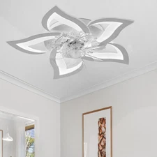 Contemporary LED Light Semi Flush Ceiling Fan with Light Dimmable Chandelier