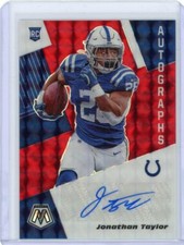 2020 Panini Mosaic Football Choice Red Fusion Rookie Auto #RA16 Jonathan Taylor