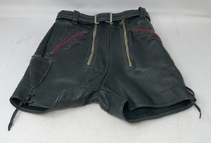 Vtg Oktoberfest German Lederhosen Green Leather Shorts Size 7