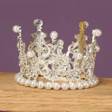 3"x 2-1/8" METAL Royal Pearl CROWN Cake Topper, Table Decor #9449 Choose Color