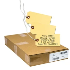 Avery 12505 Strung Manila Shipping Tags, #5 4-3/4 x 2-3/8", Box of 1000