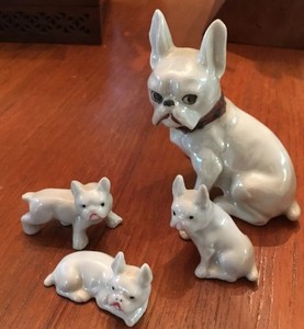 FRENCH BULLDOG FAMILY CHINA DOGS-Made In Japan-Set Of 4 | eBay