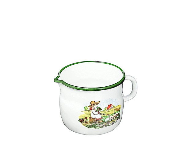 Karl KrüGer Milchtopf GÄNsekind 10 Cm Emaille Weiß Mit Ausguss Und Dekor / Topf-image