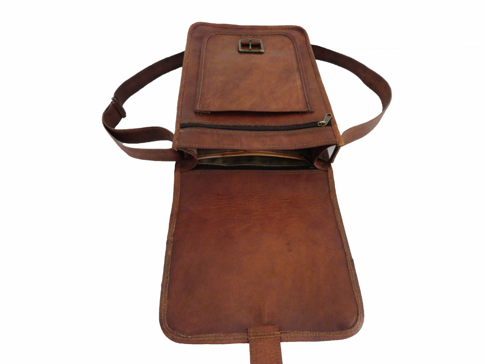 14 In Genuine Leather Messenger Bag A4 Laptop Satchel School Crossbody Sling Bag