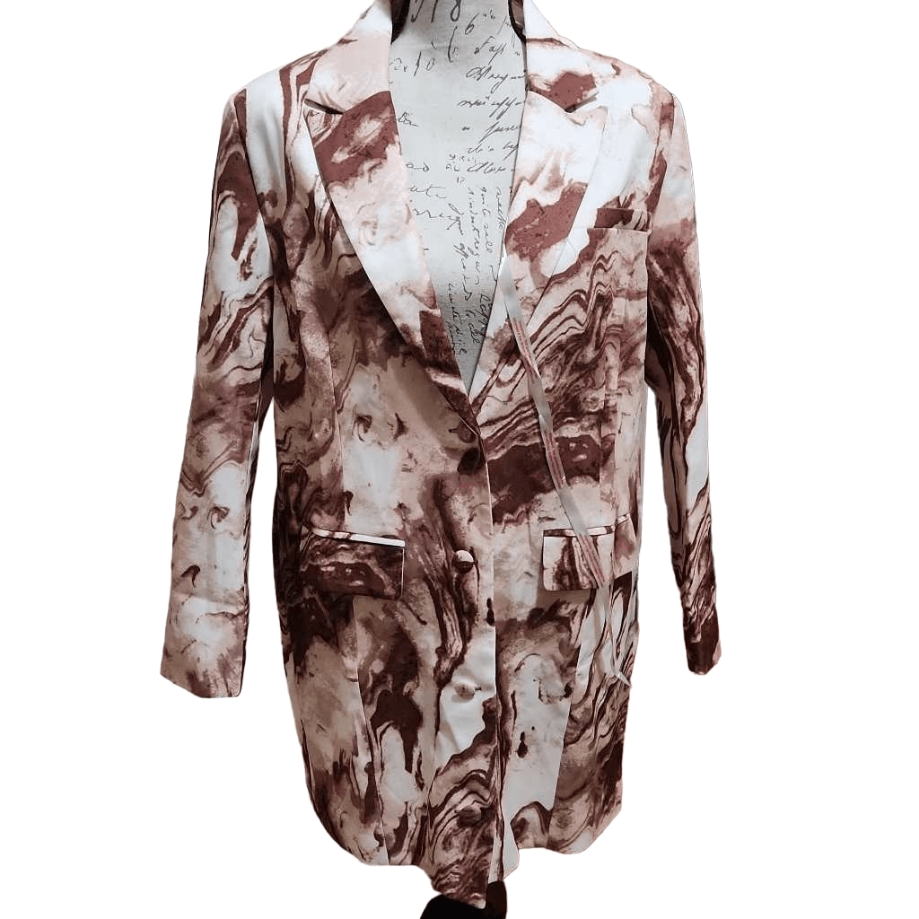 Missguided Ladies Size 4 Oversized Button Front Blazer Dress in Brown  Marble | eBay