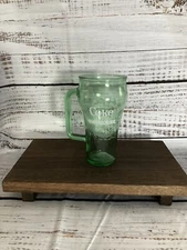 Vintage  Coca-Cola Whataburger Cowboy Glass Handled Mug  16oz Green Tint
