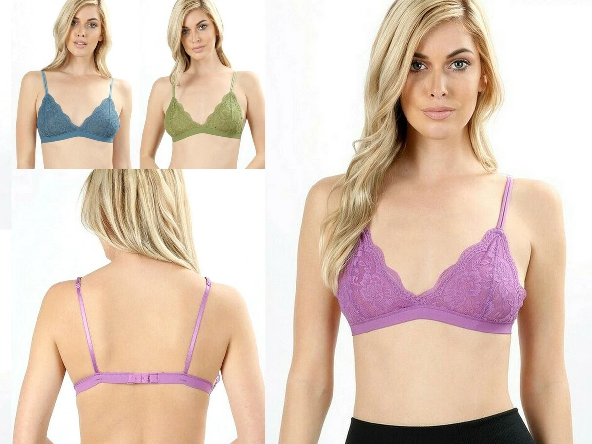 Floral Lace & Mesh Bralette in Purple