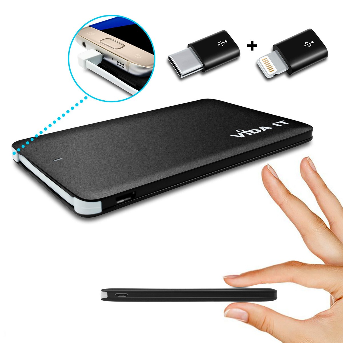 Mini Credit Card Size Power Bank Travel Battery Phone Charger For